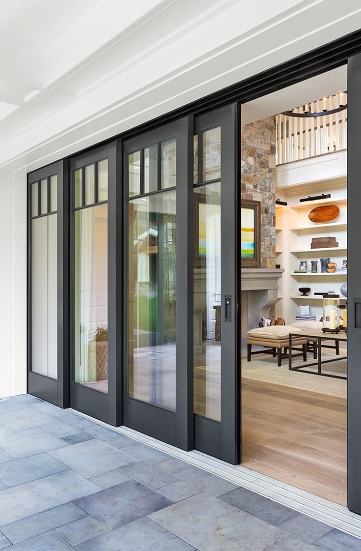 Sliding patio doors opening to deck